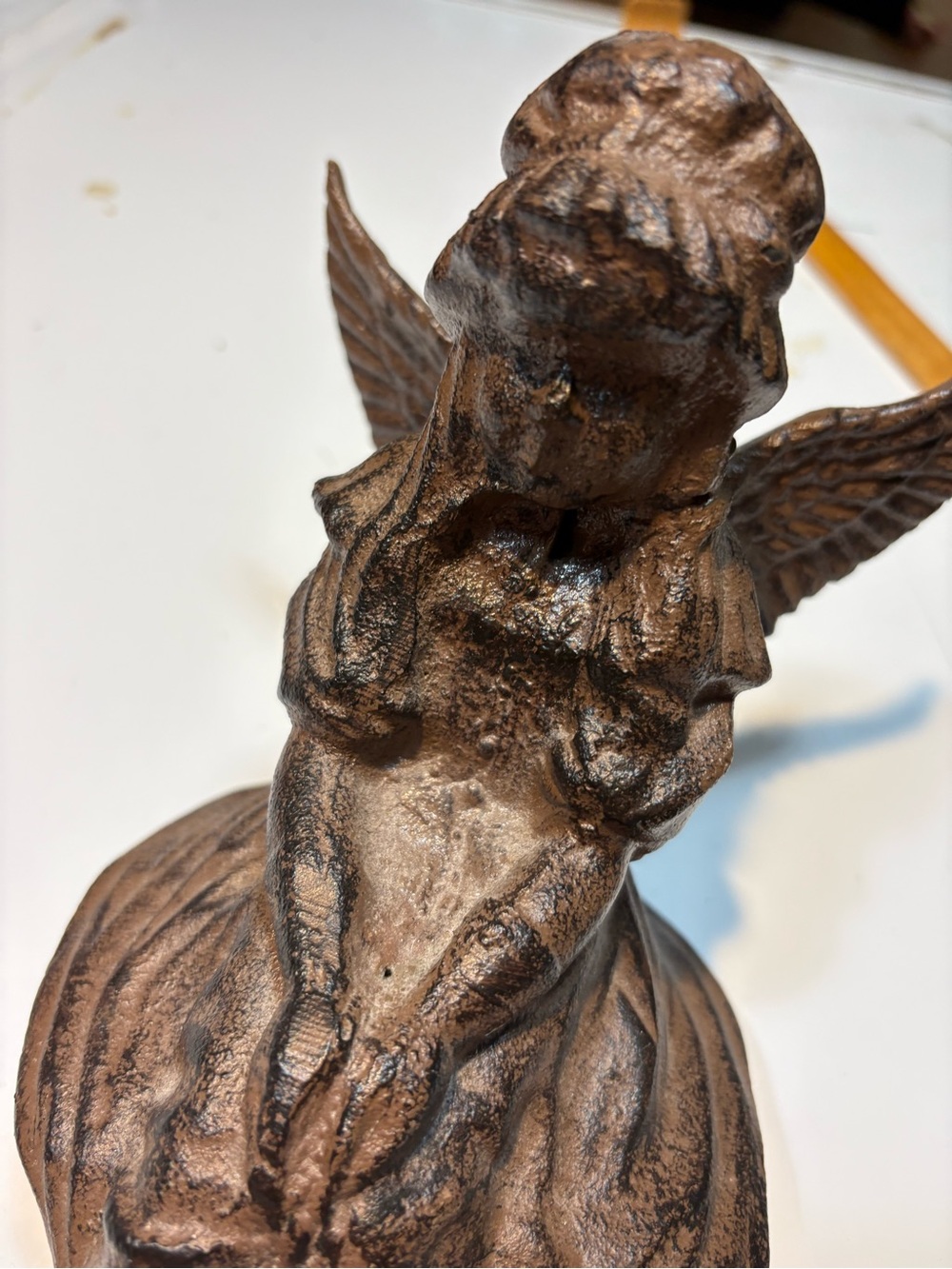 cast iron angel cherub figurine shelf sitter or rustic home decoration - Picture 6 of 9